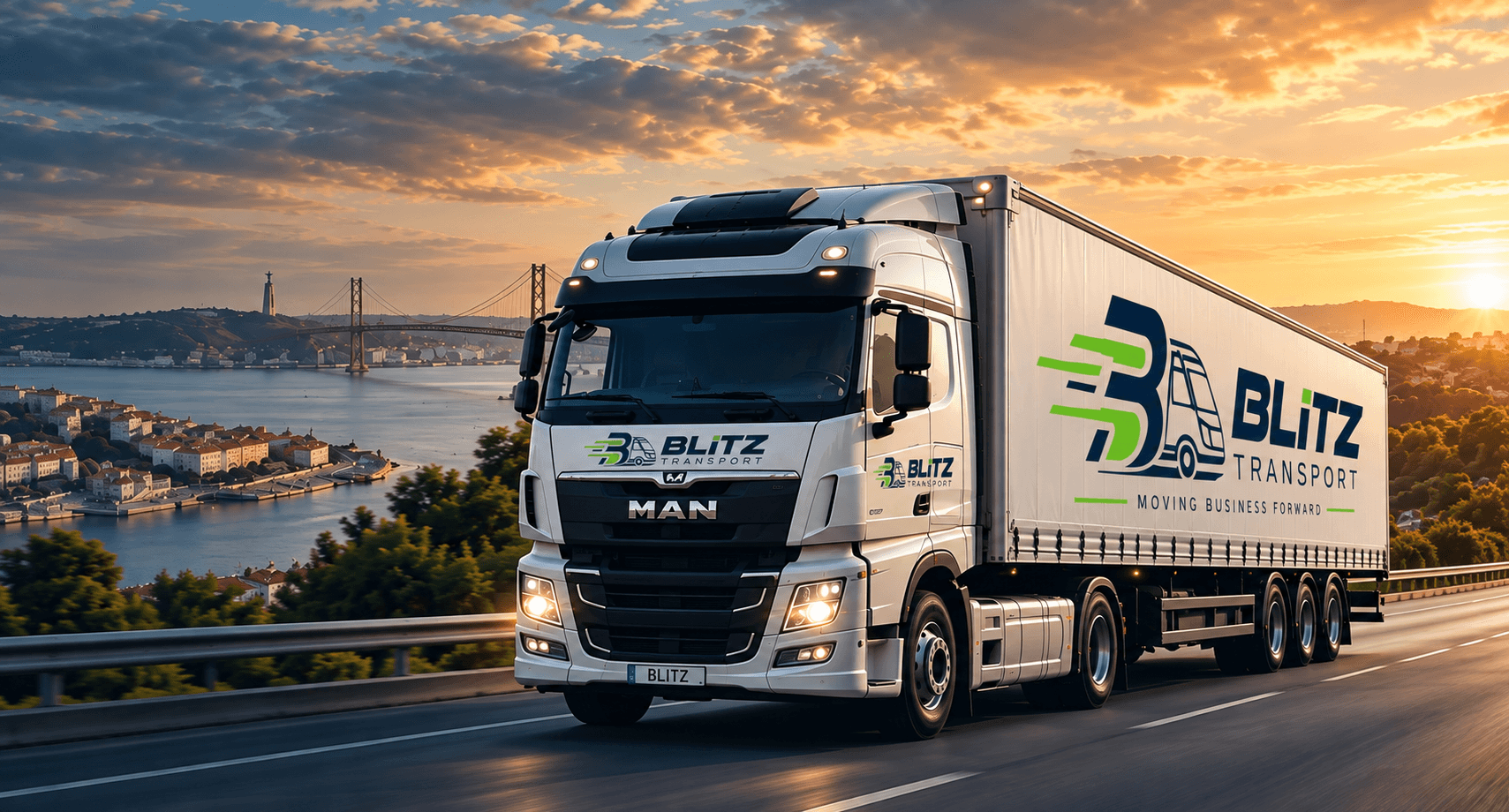 Camião da Blitz Transit em operação logística perto de Lisboa, Portugal